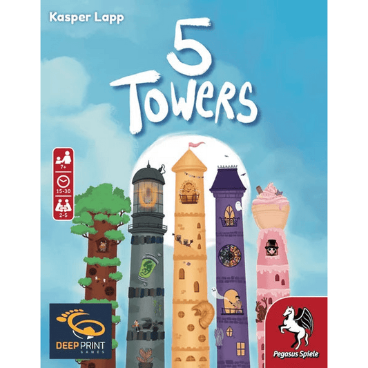 5 Towers board game box front cover