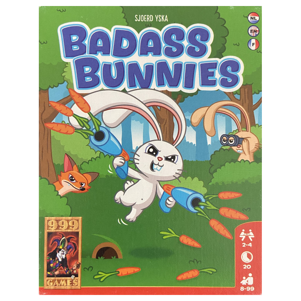 Badass Bunnies complete flat front cover centred on a square white background