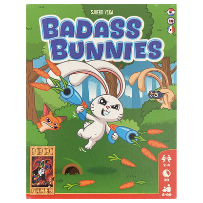 Badass Bunnies complete flat front cover centred on a square white background