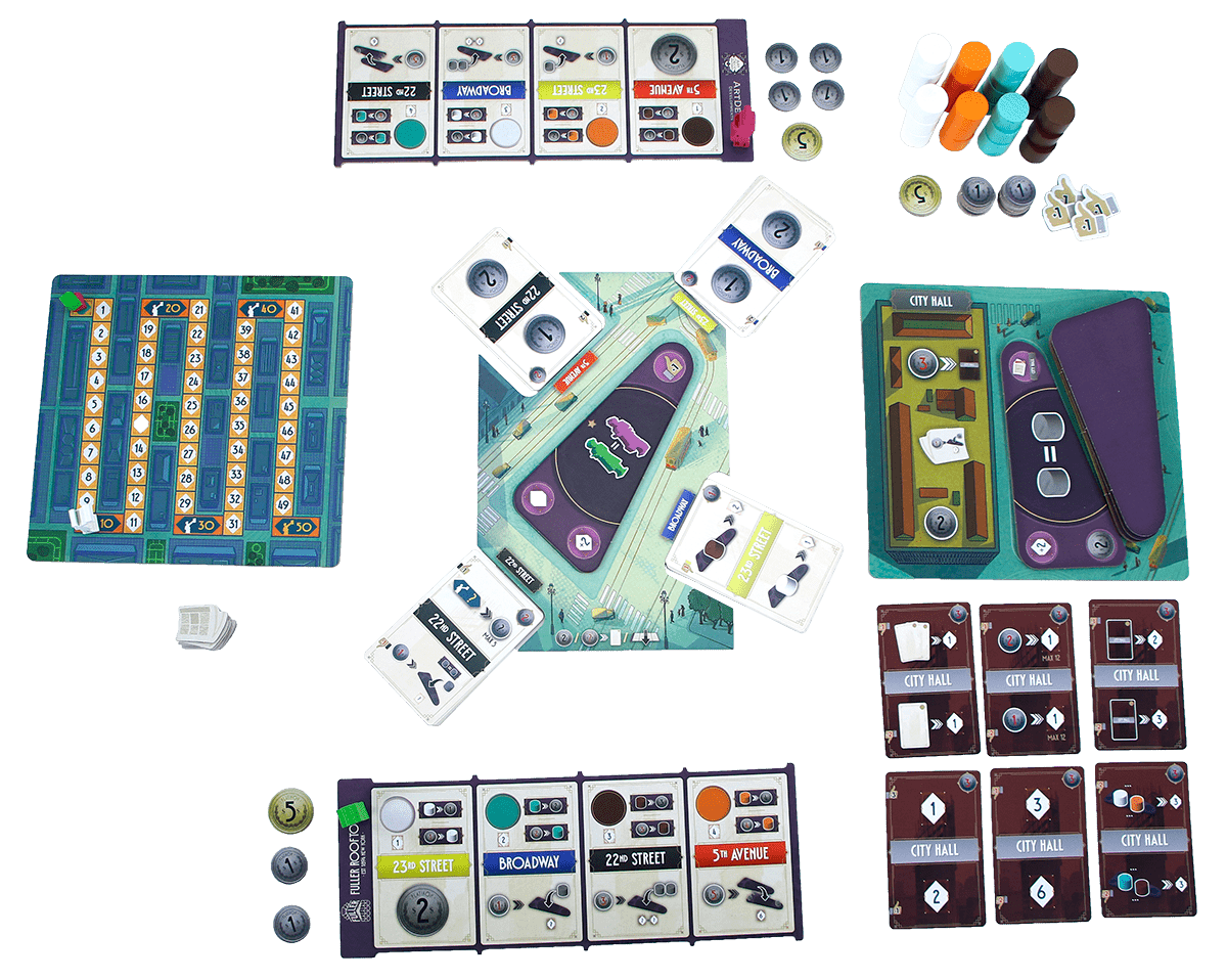 Flatiron board game set up for play