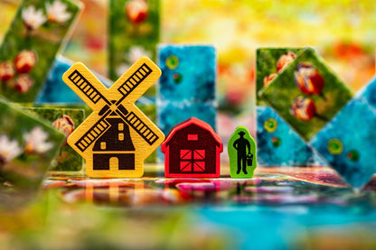 Frosted Blooms garden tiles and wooden playing pieces