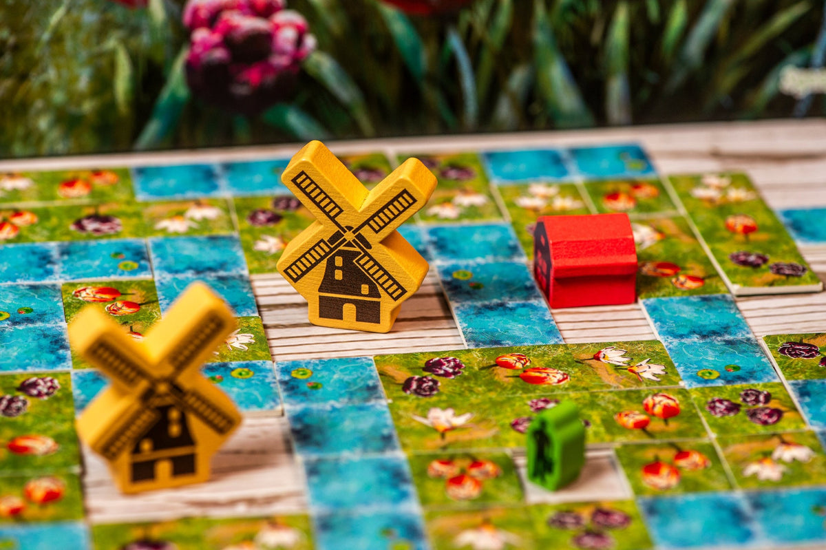 Frosted Blooms garden tiles and wooden playing pieces