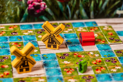 Frosted Blooms garden tiles and wooden playing pieces