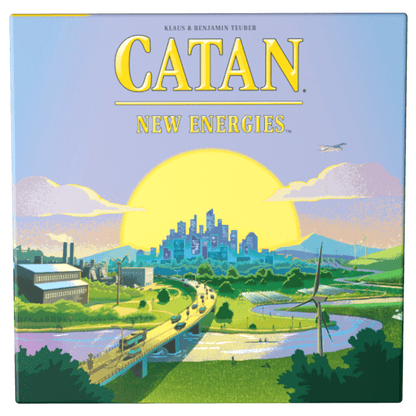 Catan: New Energies complete flat front cover centred on a square white background