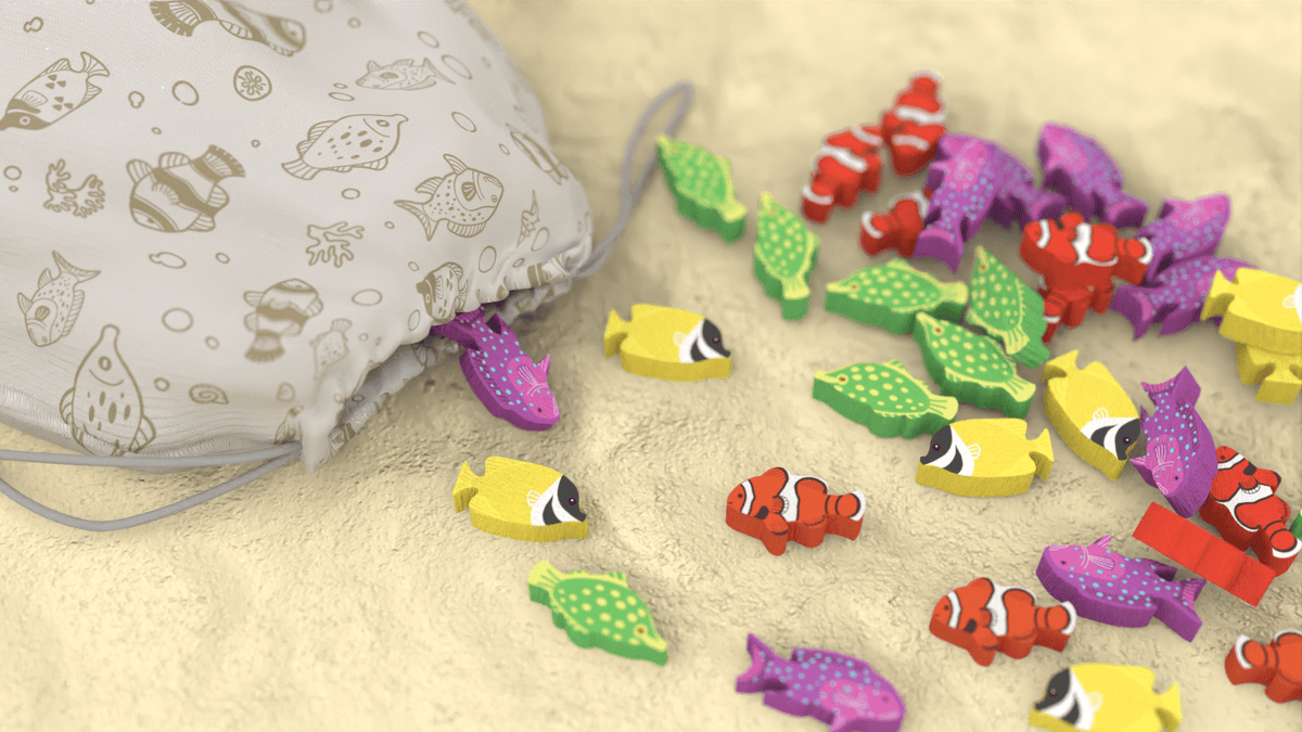 Shallow Sea components and playing pieces
