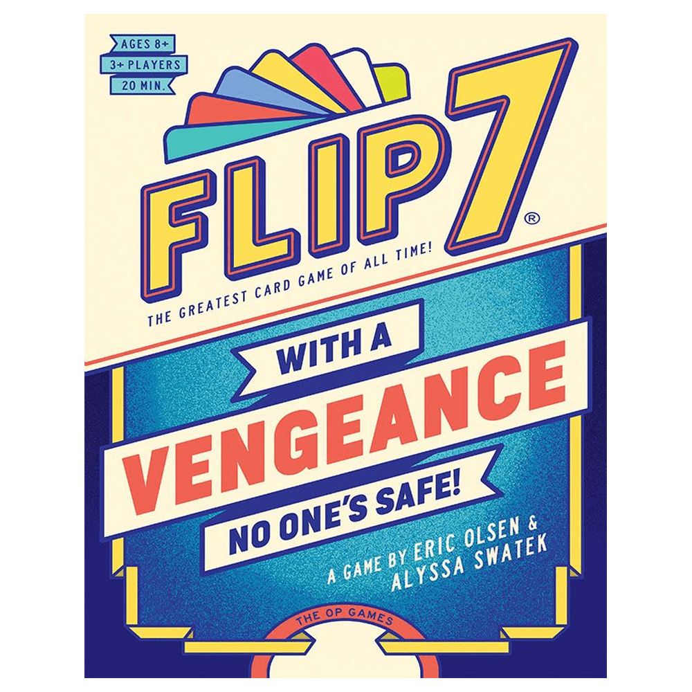 Flip 7: With A Vengeance complete flat front cover centred on a square white background